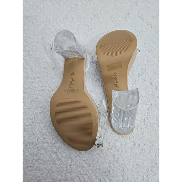ANKIS Clear Chunky Block Heels for Women Transparent Size 8 READ - Picture 7 of 9